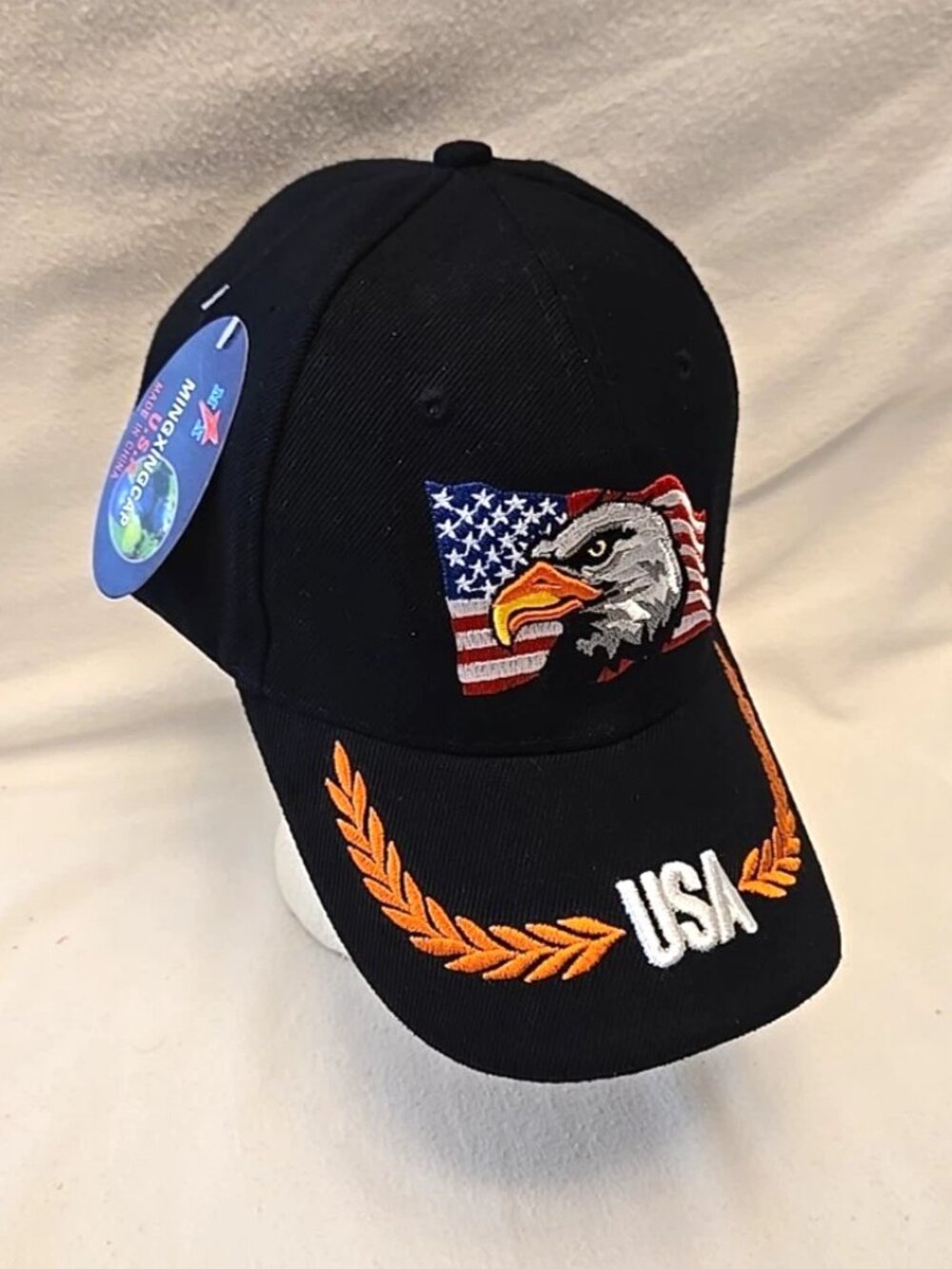American Flag & Eagle USA - Black Baseball Cap. NWT